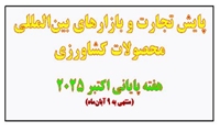انتشار پایش تجارت و بازارهای بین‌المللی محصولات کشاورزی هفته پایانی اکتبر 2025 (منتهی به 9 آبان‌ماه)